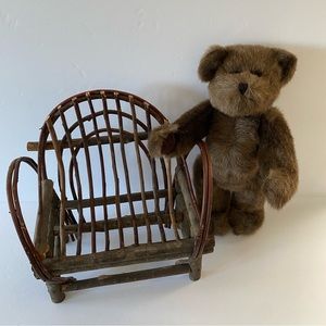 Stunning Twig Branch Doll Chair and Ellis Beown Stuffed Posable Bear